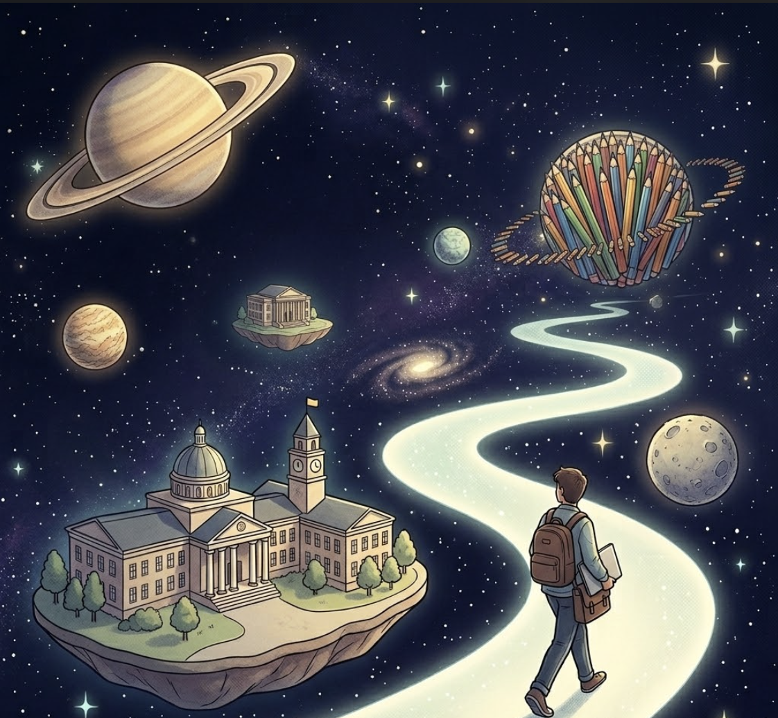 Student stepping into an admissions planning path